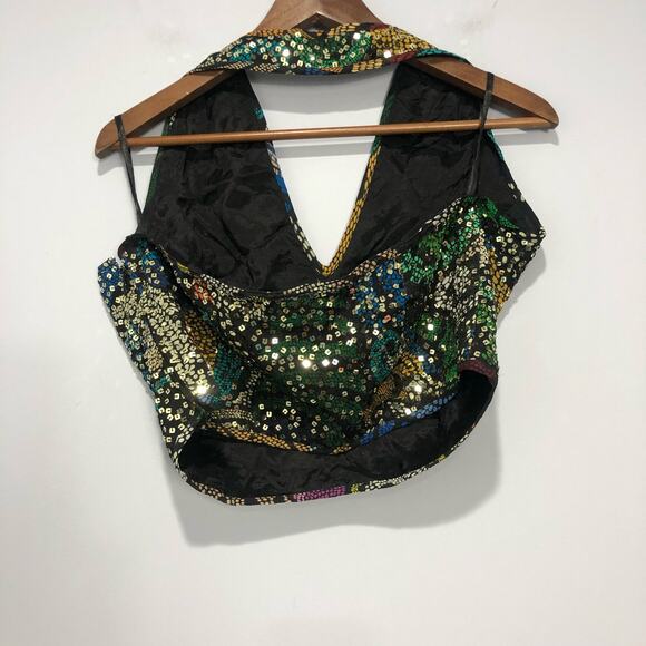 Anthropologie Verb by Pallavi Singhee Sequin Halter Top Size L - Picture 4 of 7